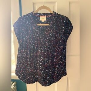 Maeve M confetti on navy blue top